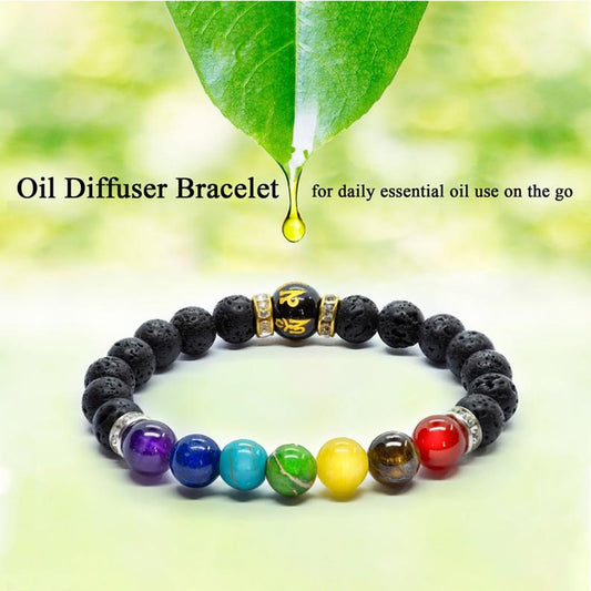 Natural Crystal 7 Chakra Healing Bracelet with Meaning Card