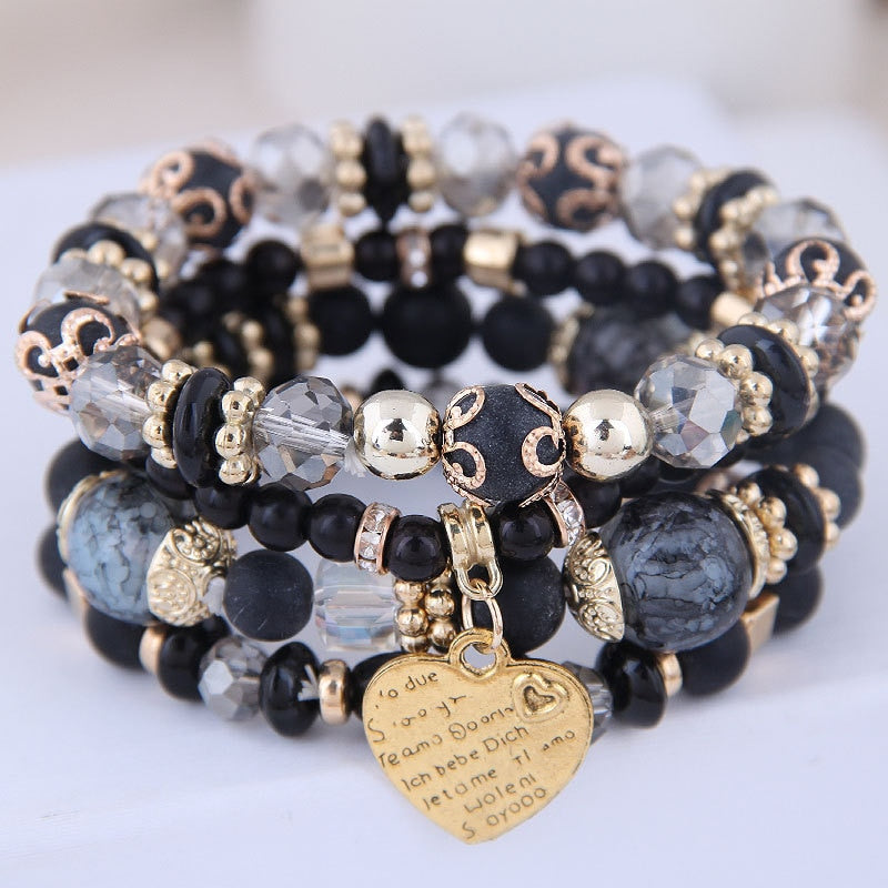 Korean Bohemian Multicolor Crystal Beads Rope Bracelets