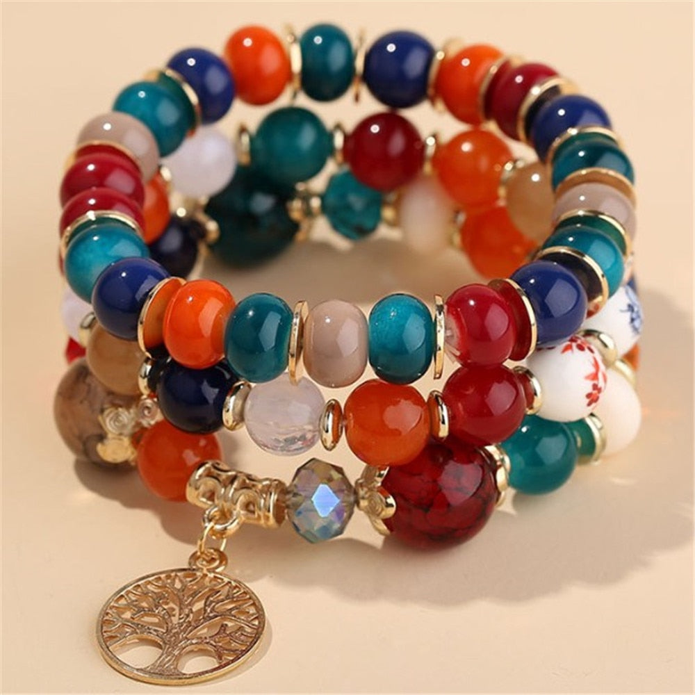 Korean Bohemian Multicolor Crystal Beads Rope Bracelets