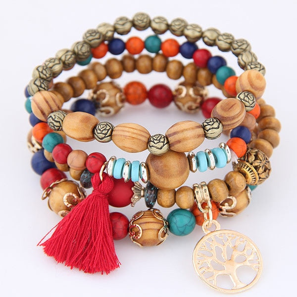 Korean Bohemian Multicolor Crystal Beads Rope Bracelets