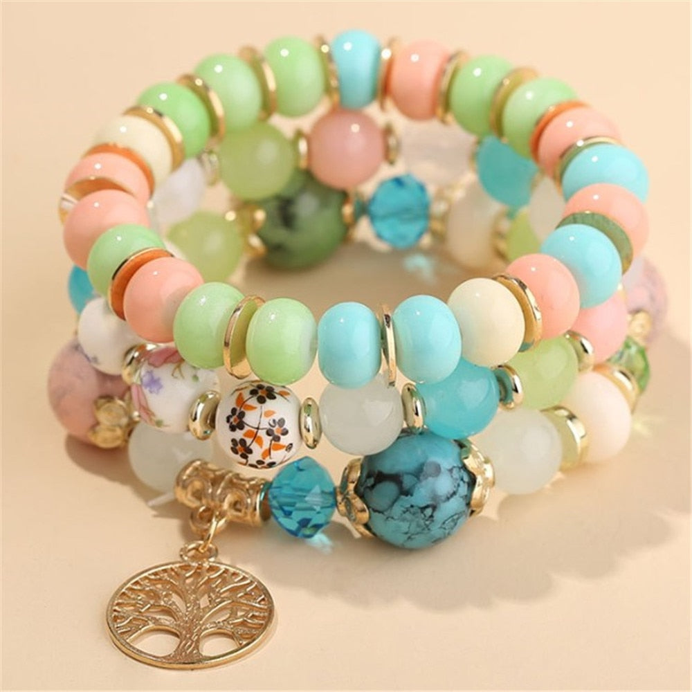 Korean Bohemian Multicolor Crystal Beads Rope Bracelets