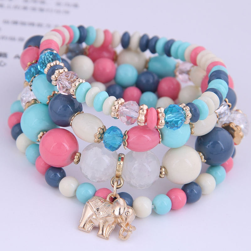 Korean Bohemian Multicolor Crystal Beads Rope Bracelets