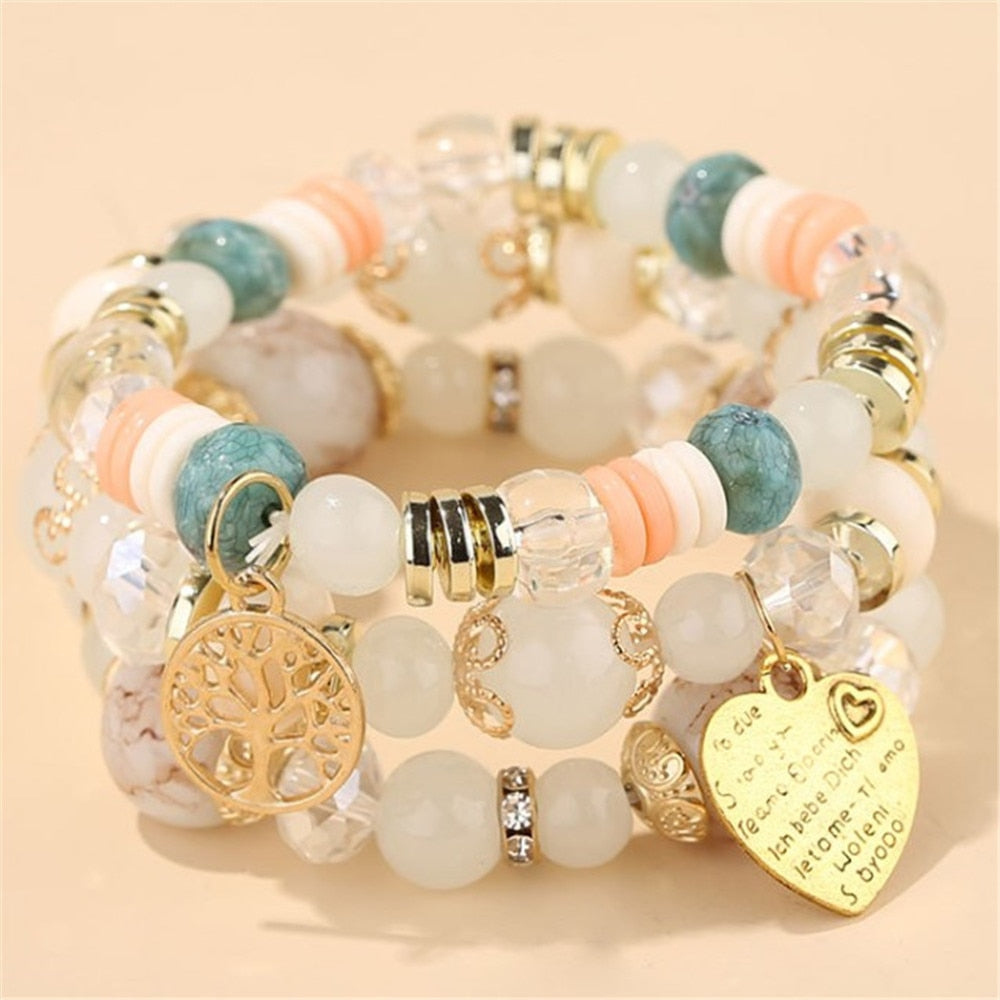 Korean Bohemian Multicolor Crystal Beads Rope Bracelets