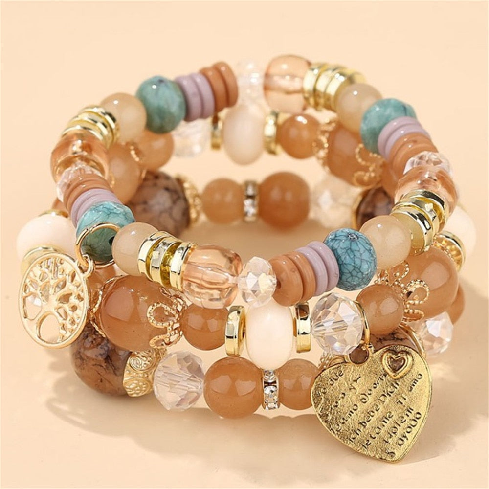 Korean Bohemian Multicolor Crystal Beads Rope Bracelets