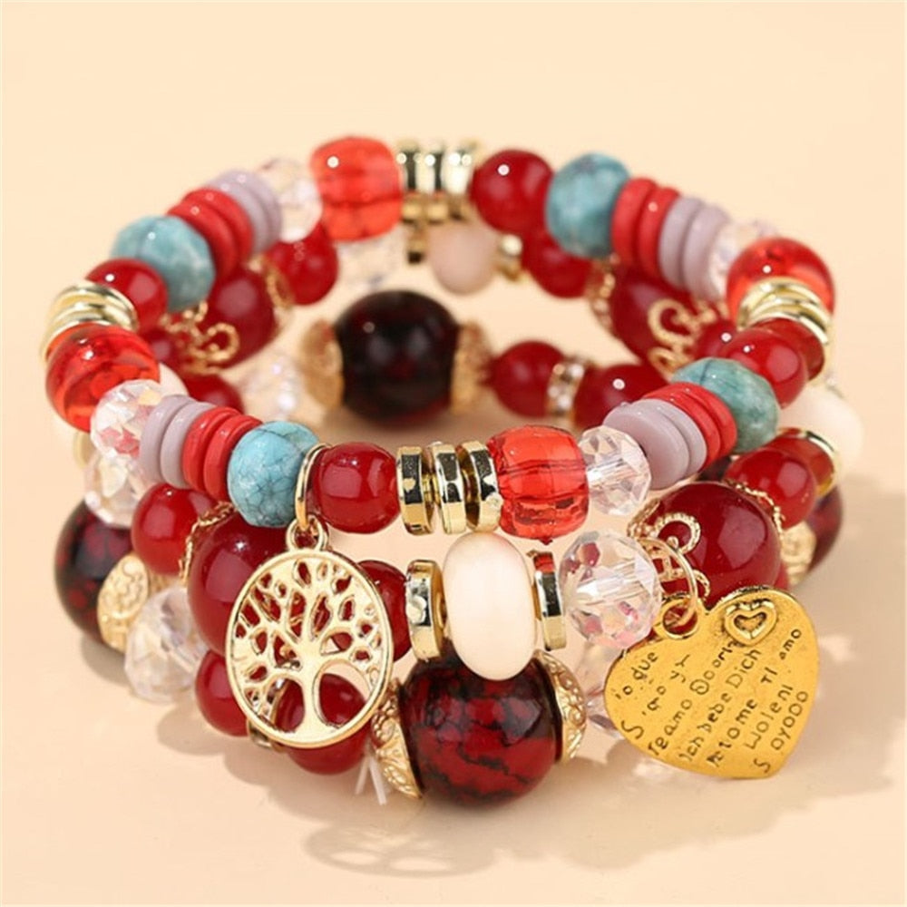 Korean Bohemian Multicolor Crystal Beads Rope Bracelets