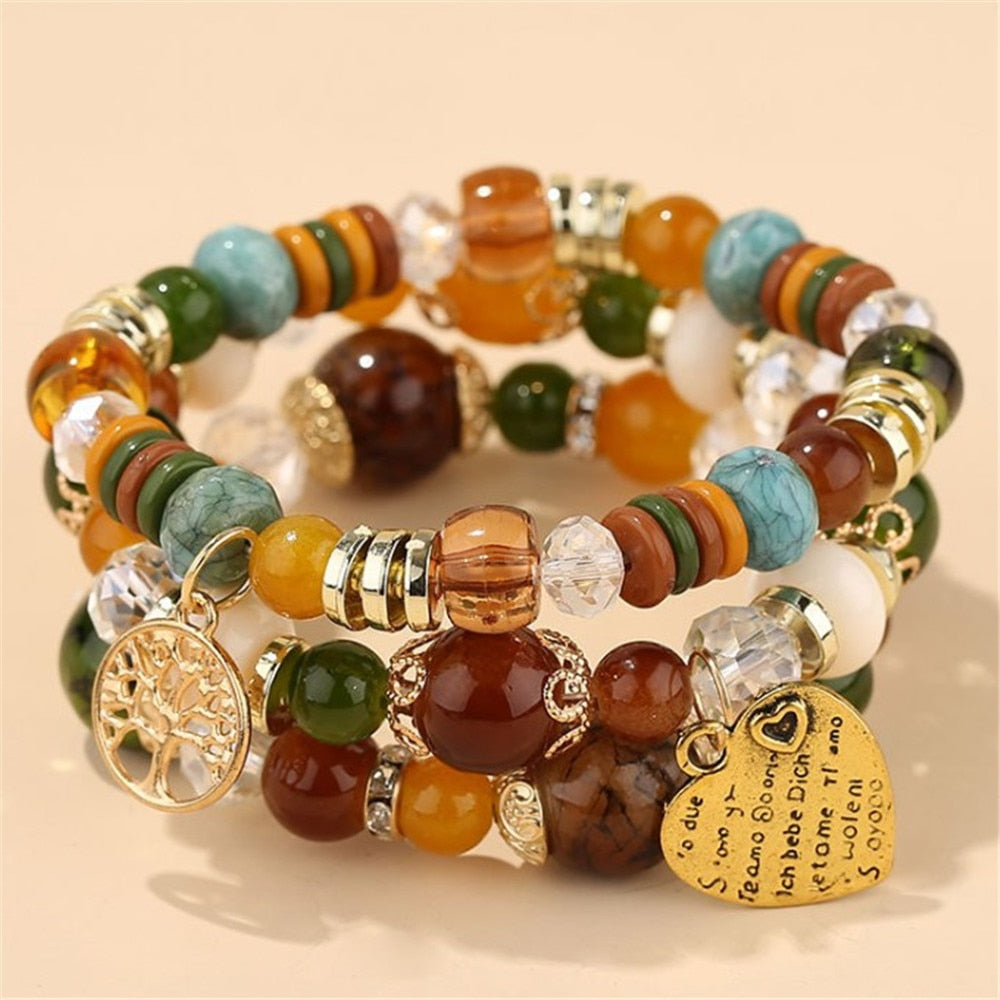 Korean Bohemian Multicolor Crystal Beads Rope Bracelets