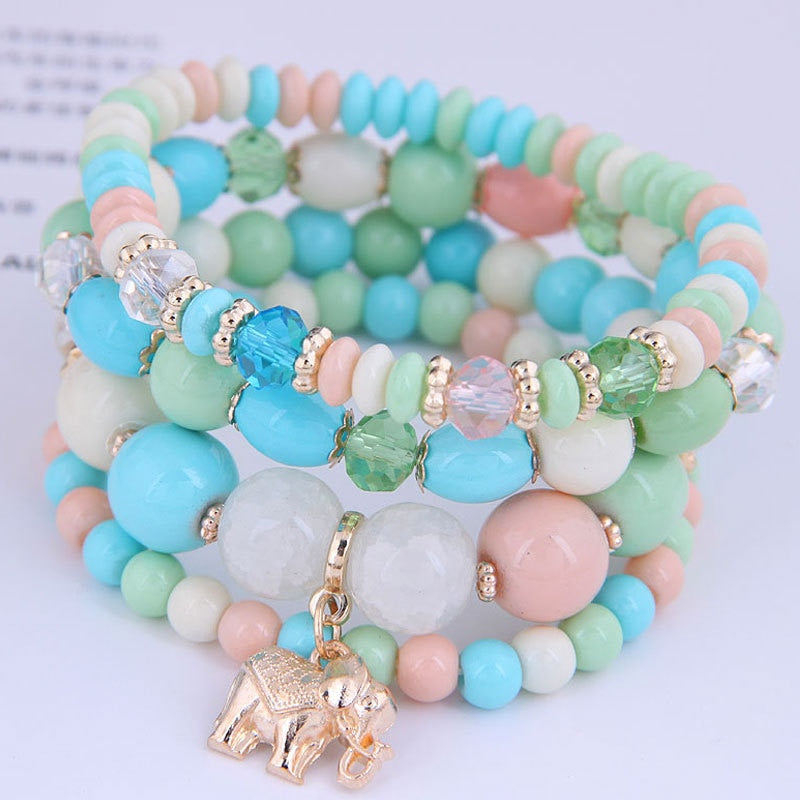 Korean Bohemian Multicolor Crystal Beads Rope Bracelets