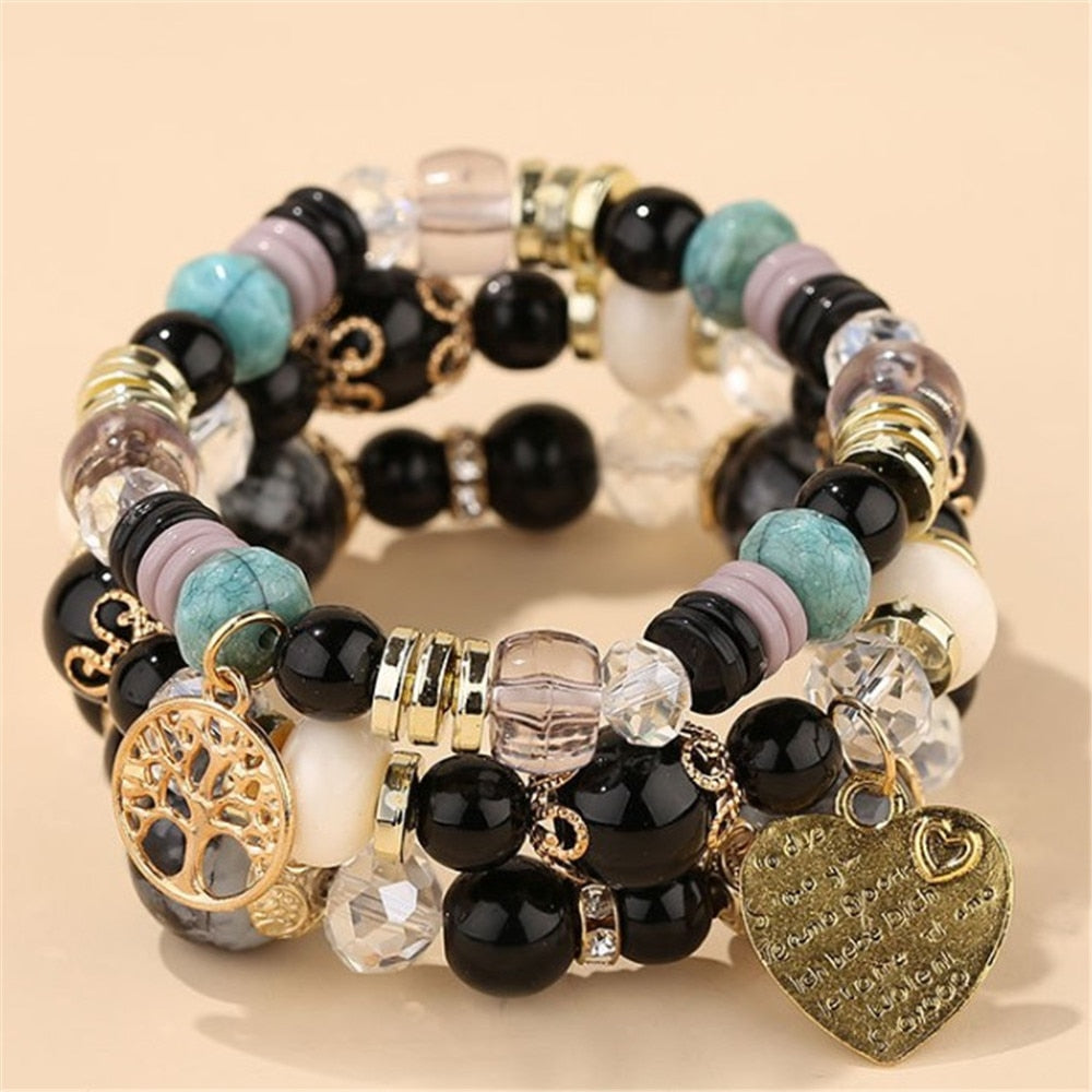 Korean Bohemian Multicolor Crystal Beads Rope Bracelets