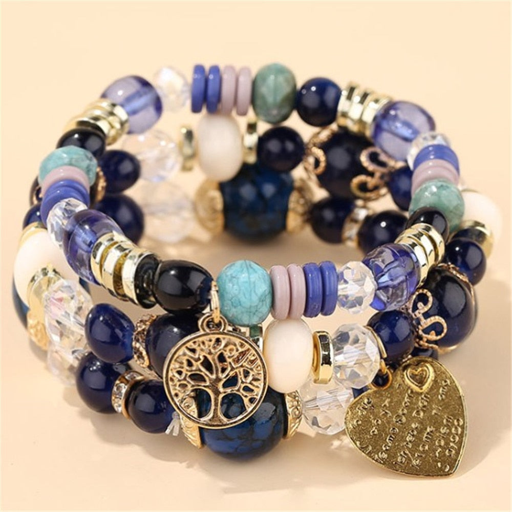 Korean Bohemian Multicolor Crystal Beads Rope Bracelets