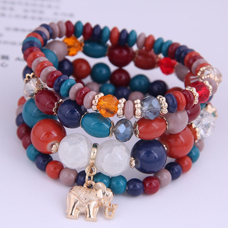 Korean Bohemian Multicolor Crystal Beads Rope Bracelets