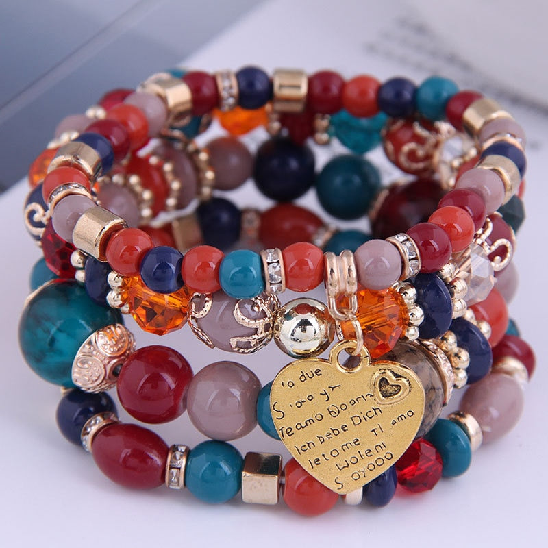 Korean Bohemian Multicolor Crystal Beads Rope Bracelets