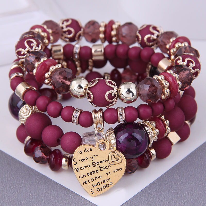 Korean Bohemian Multicolor Crystal Beads Rope Bracelets