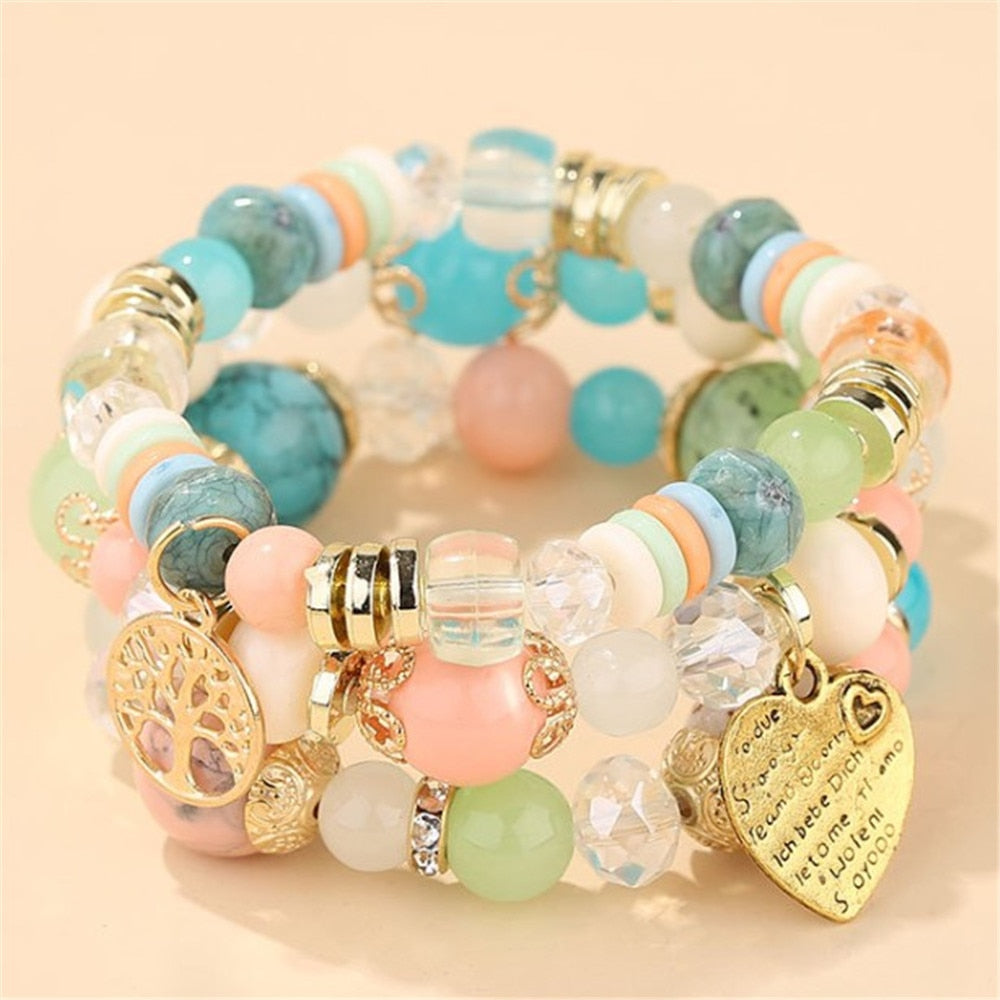 Korean Bohemian Multicolor Crystal Beads Rope Bracelets