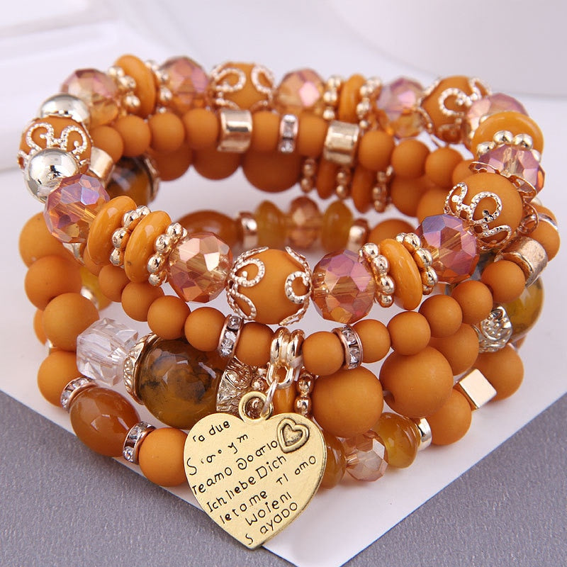 Korean Bohemian Multicolor Crystal Beads Rope Bracelets