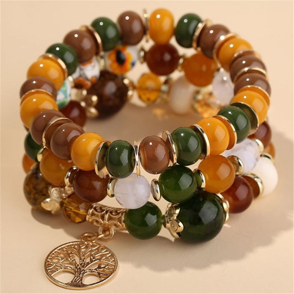 Korean Bohemian Multicolor Crystal Beads Rope Bracelets