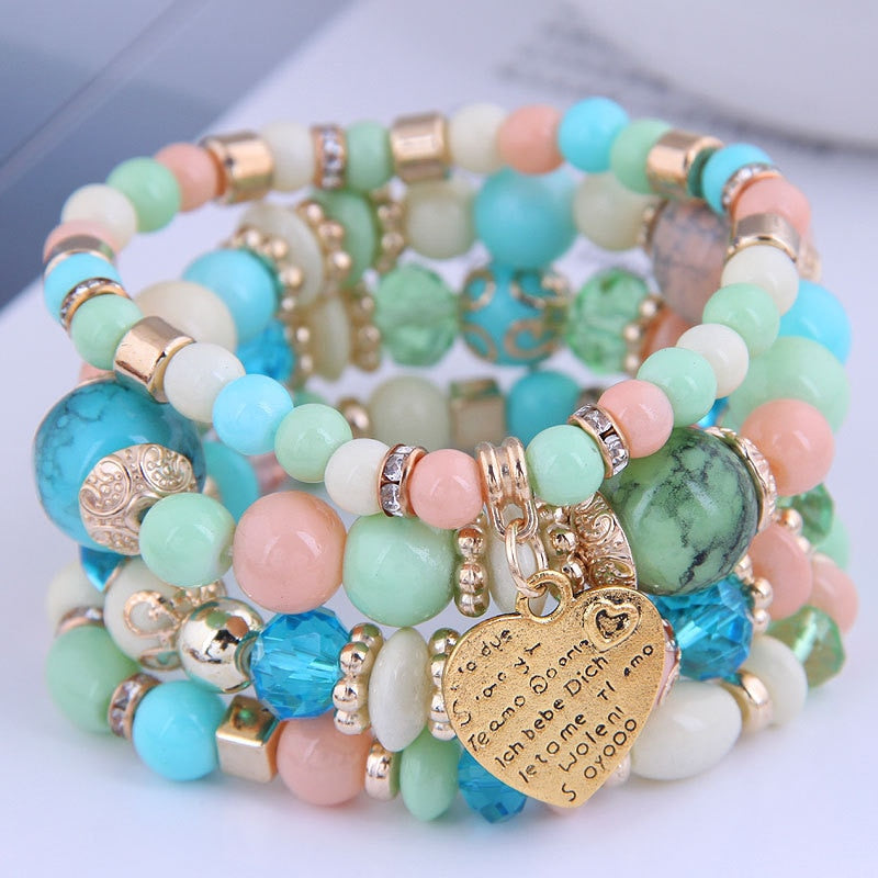 Korean Bohemian Multicolor Crystal Beads Rope Bracelets