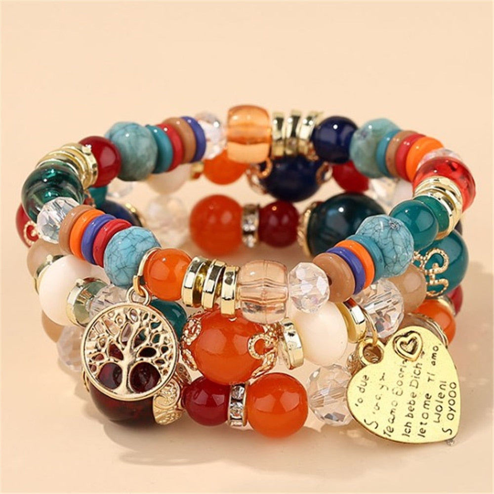 Korean Bohemian Multicolor Crystal Beads Rope Bracelets